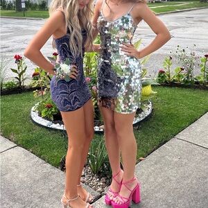 Guess Silver Sequin Dress